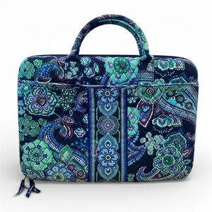 Vera Bradley Laptop Portfolio Hard Case Bag Blue Rhapsody Quilted Paisley